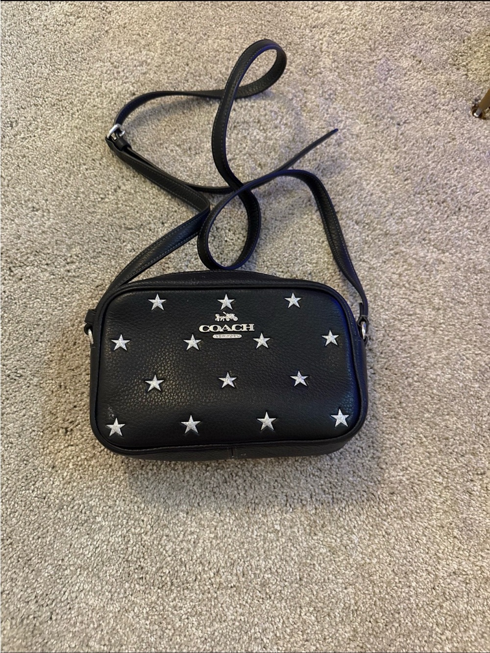 Coach Black Leather Star Accent Crossbody Bag